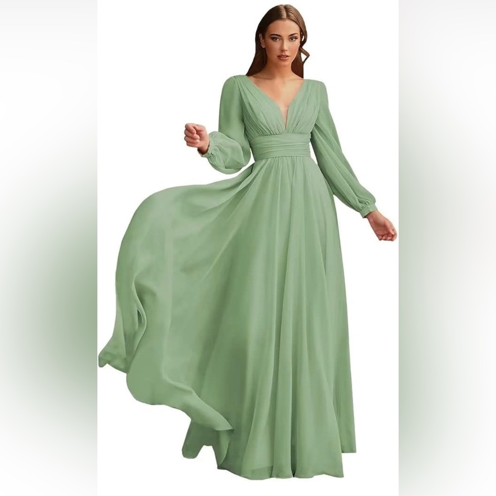 NWT Sage Green Chiffon Bridesmaid Dress Sz 10